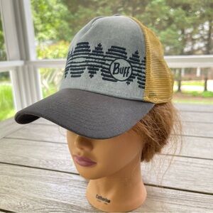 Buff Tzom Stone Blue and Gold Trucker Hat
